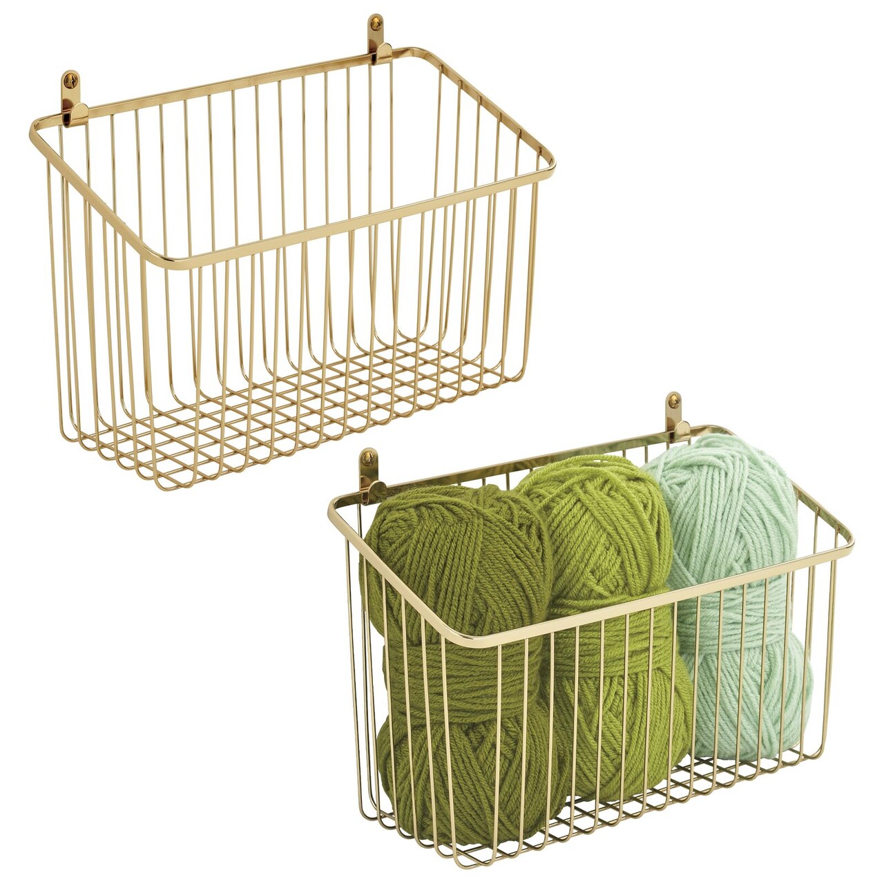 mDesign Metal Wall Mount Hanging Basket for Home Storage, 2 Pack